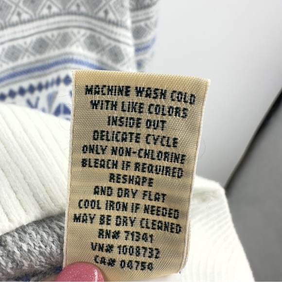 LL Bean Womens Fair Isle Cardigan Sweater Size L Petite Cotton Cashmere Nordic - Picture 5 of 8